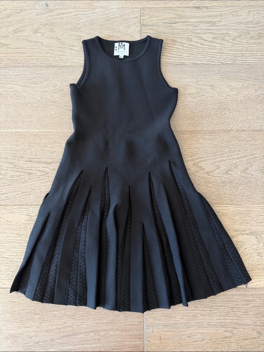 Milly Minis Black Sleeveless Pleated Flare Dress